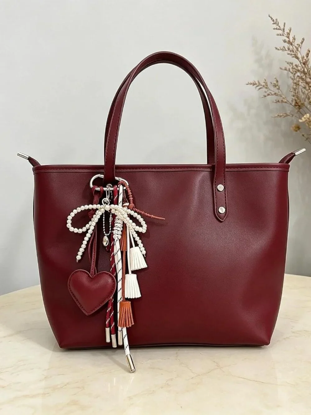 Heart Tassel Bow Beaded Braided Keychain Bag Charms for Handbag Purse Backpack A